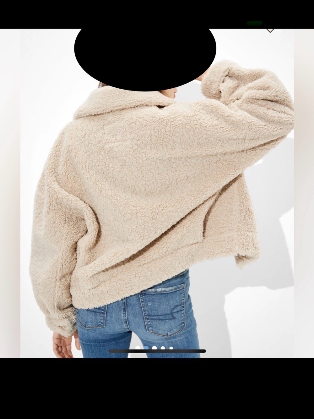 American Eagle  Ladies cream Sherpa Truckers Teddy bear jacket Sz M